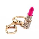 Yosoo Owl Keychain Strass Crystal Keyring Key Ring Kette Bag Charm Anhänger Weihnachten Geschenk (Lipstick)