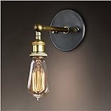 Splink Wandlampe Wandleuchte Industrie mit Einstellbar Messing-Kopf, Vintage Retro Café Loft Bar Flurlampe(Ohne Lampe)