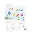 Essi's Stoff Boutique 10 Blumen Einladungskarten - Florale Mädchen Einladung für Feen Party, gartenfest oder Frühlings Kindergeburtstag - inkl. Umschläge