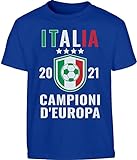 Italia Campioni D'Europa Italien Europameister 2021 Kinder und Teenager T-Shirt 164 Blau