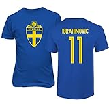 Emprime Baski Ibrahimovic Schweden Fußball Zlatan #11 Fußballtrikot-Stil Shirt Herren Jugend T-Shirt (Blau, YXL)