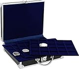 SAFE 9801 ALU Münzkoffer schwarz | inkl. 6 Tableaus für 200 Münzen Durchmesser 19, 22.5, 27, 33, 41 mm | Für 2 Euro Münzen, Gedenkmünzen UVM