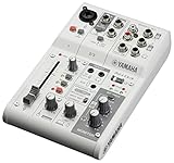 Yamaha AG03MK2 3-Kanal-Live-Streaming Mischpult mit USB-Audio-Interface – Für Windows, Mac, iOS und Android – In Weiß