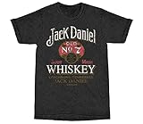 Jack Daniels Whiskey Vintage Mineral Wash T-Shirt, Schwarz, XL