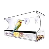 Bakodiu Fenster-Vogelhäuschen Acryl | Durchsichtiges Fenster-Vogelhäuschen mit starken Saugnäpfen,Wetterfestes Acryl-Tablett als Geschenk für Vogelliebhaber