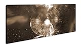 verlorender Astronaut im All Panorama 60x30 cm Effekt: Sepia als Leinwandbild, Motiv fertig gerahmt auf Echtholzrahmen, Hochwertiger Digitaldruck mit Rahmen