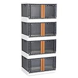 HAIXIN Aufbewahrungsbox mit Deckel, 72L Boxen Aufbewahrung 4er-Pack Ordnungsboxen Storage Boxes Kisten, Kunststoffbox Plastikbox Stapelkisten Lagerboxen mit Rädern durchsichtig groß