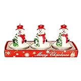 3 x zarte Weihnachtskerzen, perfektes Geschenk, bunte Weihnachtselement-Form, Party-Kerze für Zuhause (rot 3)