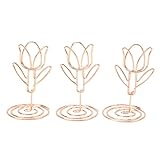 Changor Blumen-Tischkartenhalter, Wiederverwendbare Tischkartenhalter aus Metall, Roségold, exquisit für Jubiläumsfeiern
