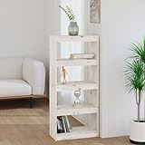 TECHPO Bücherregale & Standregale Bücherschrank/Raumteiler Weiß 60x30x135,5cm Massivholz Kiefer Möbel