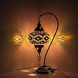 Türkische Lampe – Handgefertigte Mosaik-Tischlampe – Dekorative marokkanische Lampe – Rustikale coole Mosaik-Lampen – Buntglas-Lampe – LED-Leuchtmittel im Lieferumfang enthalten mit spezieller Box