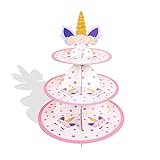 Cupcake-Ständer mit 3 Etagen, für Kindergeburtstage, Babyparty-Dekoration für Mädchen, Einhorn-Themenpartys, Dessert-Ständer für Kinder