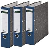 Leitz Qualitäts-Ordner, 3er-Pack, Wolkenmarmor-Papier, A4, 8 cm Rückenbreite, Blau, 310305035