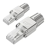 AXFEE 2 x RJ45 Stecker Werkzeuglos für Verlegekabel Cat7, Netzwerkstecker auf Schneidklemme, Lan Stecker für Verlegekabel, LSA Vollgeschirmt, Cat7 Netzwerkstecker, für Verlegekabel CAT7