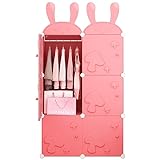 Praee Rosa Cartoon Mädchen Schlafzimmer Kleiderschrank Lastic Kleiderschrank Kinderkleidung Aufbewahrung Kinderschrank Schrank Metallrahmen zum Aufhängen