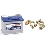 Bosch S4005 Autobatterie Starter 60Ah 12V 540A & HP-Autozubehör 20221 Batterie-Polklemmen Set