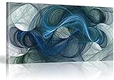 Moderne blaue Linie abstrakte Malerei Farbposter Große Wandkunstdrucke für Wohnzimmer Bild Boho-Dekor Leinwand gerahmt 50 x 100 cm Innenrahmen