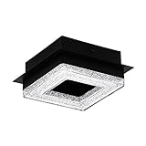 EGLO LED Deckenleuchte Fradelo 1, 1 flammige Wandlampe, Deckenlampe aus Stahl und Kunststoff mit Kristall-Effekt in Schwarz, Klar, Wohnzimmerlampe, warmweiß