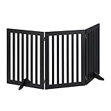 Relaxdays Absperrgitter, freistehendes Schutzgitter, HxB: 70 x 154 cm, mit Füßen, Hunde, Kindergitter klappbar, schwarz