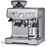 Sage Appliances the Barista Express Espressomaschine mit Milchaufschäumer, Siebträgermaschine, SES875BSS, Gebürsteter Edelstahl