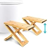Physiologischer Toilettenhocker aus Bambus – Fußhocker aus Holz zusammenklappbar – Klapp- und Designfußstütze – gesunde Sitzhaltung auf Toilette – von Ärzten empfohlener Klo-Hocker