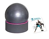FLEXI-SPORTS® Gymnastikball 4in1 Step & Ball Multifunktionales Trainingsgerät inkl. Trainings-DVD und Ballpumpe Fitness Step Sitzball Pilates Yoga Ball Balance Stuhl (Pink)