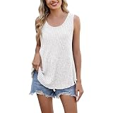 Ärmellose Damen-Westen, lockere Passform, Tank-Top, Frühling 2025, heißester Gartenkragen, lässig, ärmellos, einfarbig, Strickweste, Damen, Größe XXL, weiß, XXL