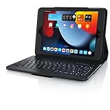 CSL - Bluetooth Tastatur mit Schutzcase, Notebook-ähnlicher Tastatur, Deutsches QWERTZ-Layout, Kompatibel mit iPad 9.7“ (5. Generation), Schwarz