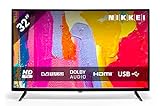 NIKKEI NH3214-32 Zoll (81 cm) Fernseher - HD Ready LED - Triple Tuner (DVB-T2, DVB-T, DVB-C, CI-Plus, DVB-S2), 1x SCART, 3X HDMI, 2X USB, VESA 200 x 100 mm