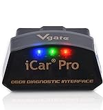 vgate iCar Pro OBD2 Bluetooth 4.0(BLE) Diagnosegerät Auto Automotive Motor Fehlercode-Lesegerät ELM 327 V 2.3 Für Android/IOS-System, kompatibel mit App Torque,OBD Car Doctor