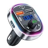 Bluetooth 5.3 FM Transmitter, SONRU Bluetooth Auto Radio Adapter, Metall PD 30W & QC3.0 Schnelles Autoladegerät mit Freisprecheinrichtung, Stärkere Dual-Mikrofone, Unterstützt USB-Stick, Ringlicht