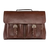 AMITRIS Herren Aktentasche aus hochwertigem echtem Leder | Herren Businesstasche mit Dreifachtrenner Schultertasche A4 mit Laptopfach 15,6 Zoll Umhängetasche Bürotasche (Braun)