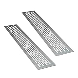 sossai® Aluminium Lüftungsgitter - Alucratis (2 Stück) | Rechteckig - Maße: 44 x 8 cm | Farbe: Aluminium | elox