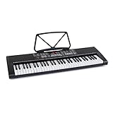 Schubert Etude 255 - LCD Lern-Keyboard, E-Piano mit 61 Tasten, LED-Display, Leuchttasten, 255 Rhythmen, 24 Demo-Songs, Netz- oder Batteriebetrieb, inkl. Percussion Pad, schwarz