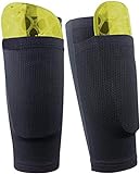 Dokpav Soccer Shin Guard Socken mit Tasche Ärme, Fußball Ausrüstung mit Taschen Kompressionswade Ärm -（Keine Kunststoff-Platten）-(Erwachsener - schwarz)