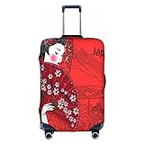 ZUNPNG Travel Luggage Cover (Only) Japanese Asian Girl Red Fan Flower Suitcase Protector Elastic Baggage Case Fits 18-32 Inch, mehrfarbig, M