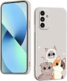 WOKEZ Hülle für Samsung Galaxy A54 5G mit Katzen Muster, Dünn Silikon Handyhülle für Samsung A54 5G mit Microfiber Schutzhülle, Stoßfest Weiches Case Cover mit Kratzfest-Weiß01