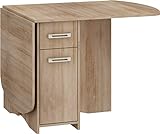 BIM Furniture Ausziehtisch HOMI Mini 10 160x80x75 cm Klapptisch Küchentisch Esstisch Oval Tisch mit Schrank und Schubladen (Sonoma Eiche)