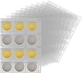 Münzhüllen für Münzen Aufbewahrung Münzalbum, 12 fächer 66mm Münzen Sammelalbum Münzblätter Münztaschen für 2 Euro Sammlermünzen Silbermünzen Gedenkmünzen Marken Coin Penny Stamp Currency (12 Stück)