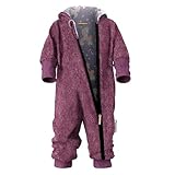 Fuchs & Kiwi Walkoverall Baby (Flieder mit Einhörner, 86-92) Natur Schurwolle & Jersey Futter – Öko-Tex, Hautfreundlich – Handmade in Berlin – Wollwalk Overall Baby & Kleinkind – Winter & Herb