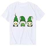 St. Patrick's Day Damen T Shirts Sweatshirt Lässiges Briefdruck Print Dwarf Lucky Tops Damen Locker Kreativen Basic Pullover Trendige Hemden Longshirt Freizeit Mode Kurzarm Grünes Teenager Mädchen