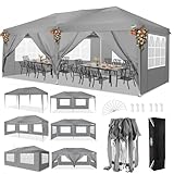 COBIZI Faltpavillon 3x6 Pavillon wasserdicht Winterfest, Pop Up Pavillon Klappbar 3x6 Zelt mit 6 Seitenwnden|3 Höhenverstellbar|UV-Schutz|Gardenpavillon Partyzelt 3x6 für Markt, Freien Event, G