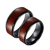 Gualiy Paar Ringe Set, Wolframcarbid Ring Ehering 8mm Schwarze Ringholzeinlage, Damen 60 (19.1) & Herren 54 (17.2)