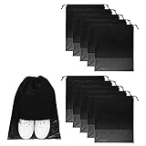 10 Stück Reiseschuhtasche, Schuhbeutel, Schuhaufbewahrungstasche mit durchsichtigem Fenster für den Alltag und Reisen(Schwarz)