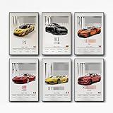NebulaNova 6Pcs Car Posters Supercar Poster Art Prints For Walls Vintage Racing Car Wall Art For Boys Bedroom (Unframe,8x12inch)