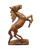 30,5 cm Holz handgeschnitzt aufbäumendes Pferd Figur Statue Skulptur
