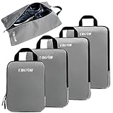 URGOW 5 Teilige Kompression Koffer Organizer Set für Rucksack Compression Packing Cubes Packwürfel Kofferorganizer Packtaschen Kleidertaschen für Koffer Reiseorganizer (Grau)