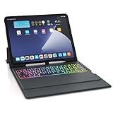 CSL - Tastatur Hülle, Schutzcase, Notebook-ähnliche Tastatur mit Hintergrundbeleuchtung, Bluetooth 5.1, Deutsches QWERTZ-Layout, kompatibel mit iPad Pro 12,9' Gen. 3+4, Schwarz