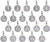 Q&A Schlüsselanhänger Zahlen 1-20,20 Stück zahlenanhänger Edelstahl,Schlüsselanhänger mit Nummern und ID Tag Katze/Dog,Schlüsselanhänger nummerierte Tags für Gepäck,Kosename,Hotel,Schließfäche (30mm)