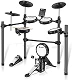 Vangoa E-Drum Kit, Schlagzeug Elektronisch für Anfänger mit Eigenständige Kick-Drum, Sticks, Audiokabel Inklusive, Eingebaute 367 Sounds, 10 Demo-Songs
